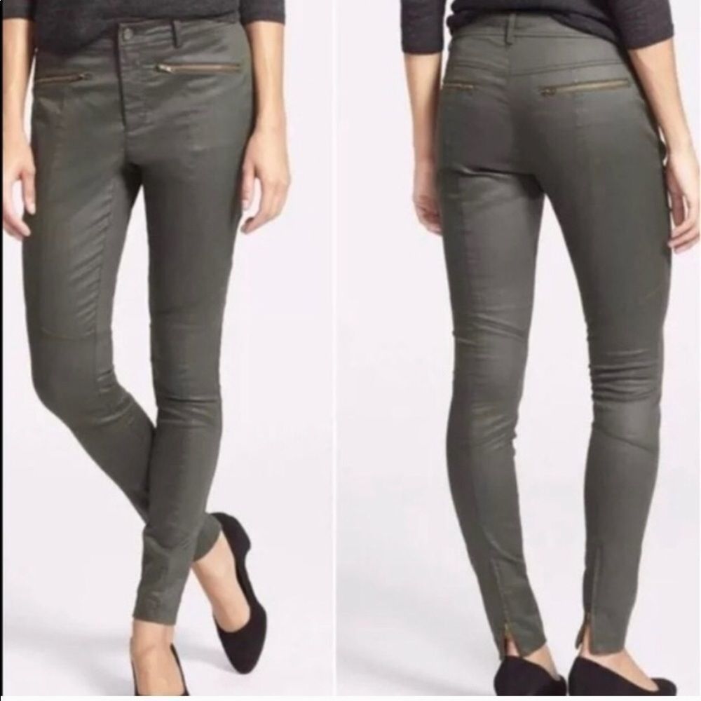 Eileen Fisher dk olive moto pants sz 12